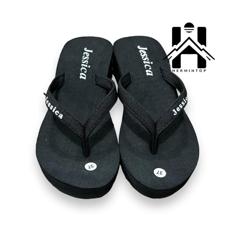Sandal Wanita Tebal Hitam Marun Coklat Jessica - Gambar 3