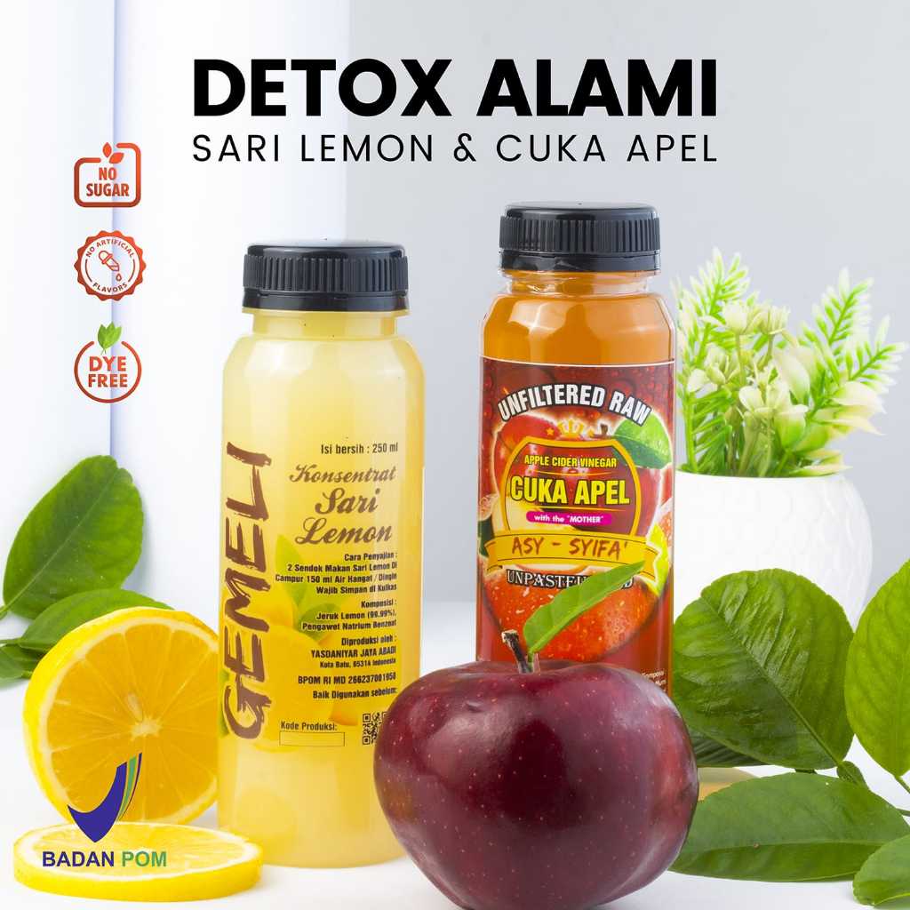 Paket Detox Sari Lemon California 250ml Cuka Apel Original 250ml With Mother - Gambar 4