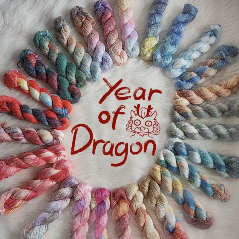 YEAR OF DRAGON Hand dyed Knitting Yarn 100% Bamboo Sport Weight (Small ...