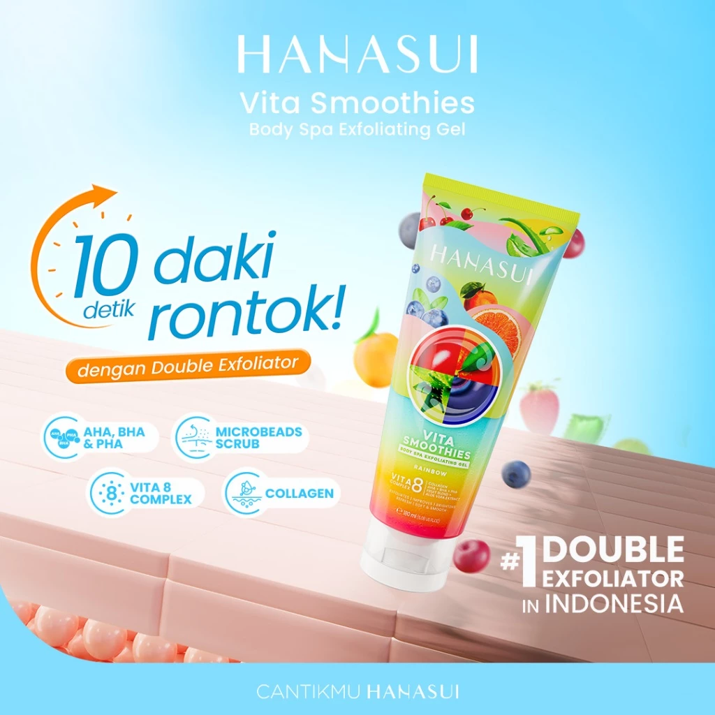 Hanasui Vita Smoothies Body Spa Exfoliating Gel - VITA 8 Complex Double Exfoliator Mengangkat Sel Kulit Mati & Menjaga Kelembapan Kulit - Gambar 2
