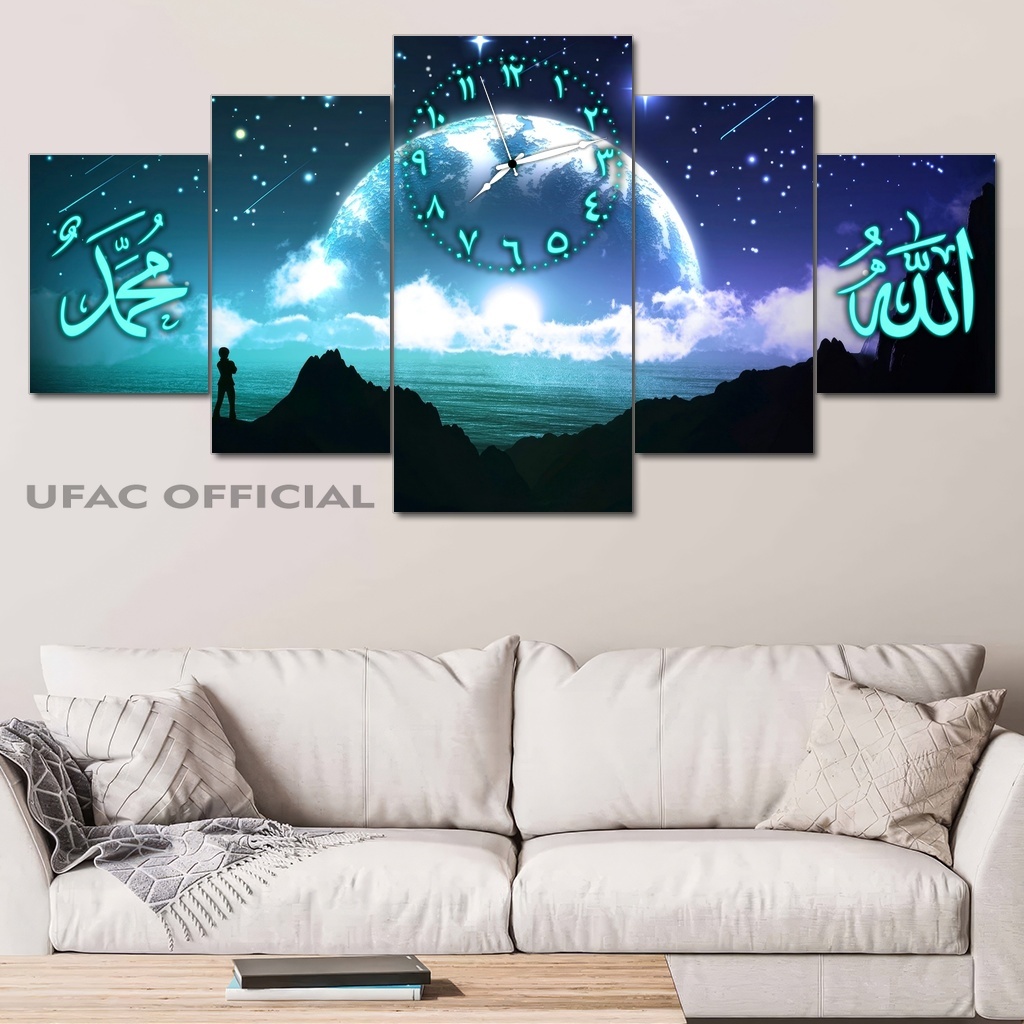 Islamic Wall Clock Display Makkah Madinah 80X40 Multipanel / Living ...