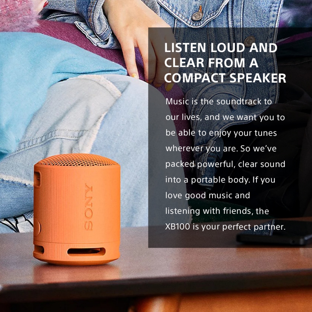 Speaker Sony SRS-XB100 Portable Wireless Speaker Bluetooth Extra Super Bass Battery Up to 16h Android & IOS - Gambar 4