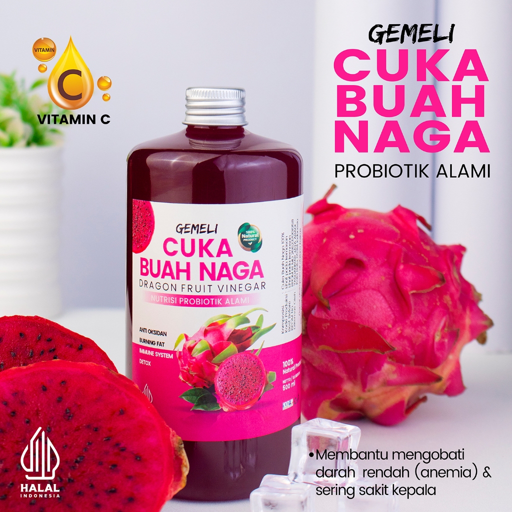 Cuka Buah Naga Gemeli Original 500ml With Mother - Gambar 2