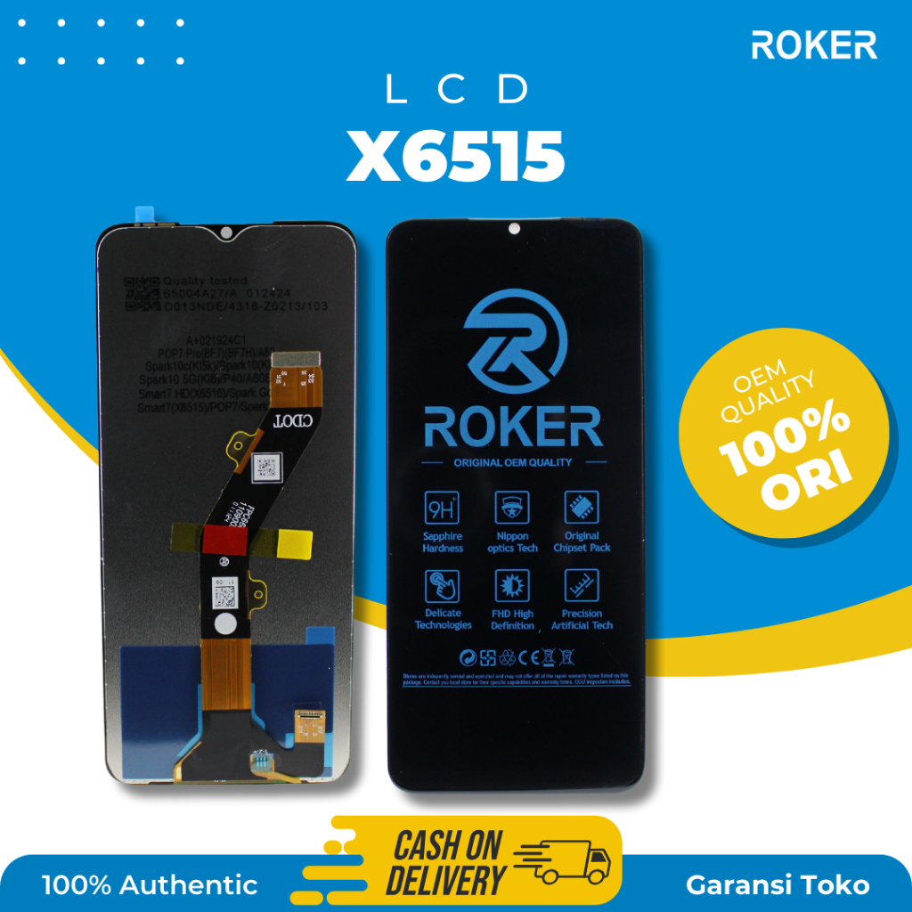 ROKER LCD TOUCHSCREEN INFINIX Smart 7 / X6515 / Itel A40 / Spark go 2023/ spark 10/10c/ 5G/ P40 LCD TS FULLSET ORIGINAL BY ROKER