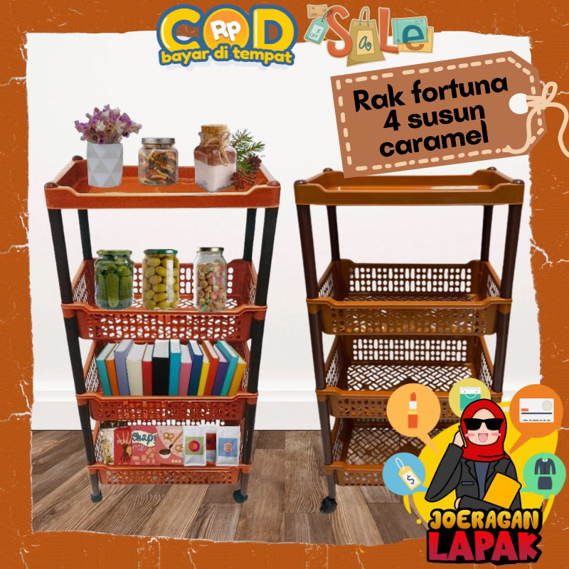 [JOERAGAN LAPAK] FORTUNA 4-TIER BASKET RACK, PUSH WHEELS, CREAM ...