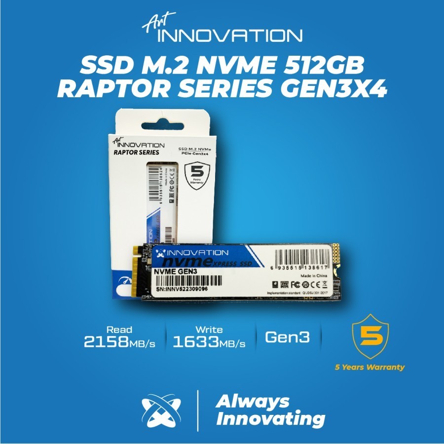 Innovation Raptor Series SSD M.2 2280 NVMe 512GB PCIe Gen3 x4 / M2 NVMe ...