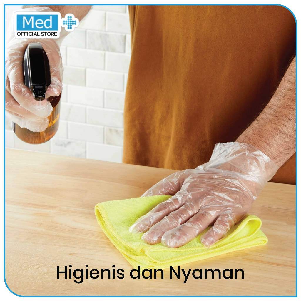 Med+ Sterile Disposable Plastic Glove / Sarung Tangan Plastik Sekali Pakai 10 Pack ( 20 Pcs ) - Gambar 3