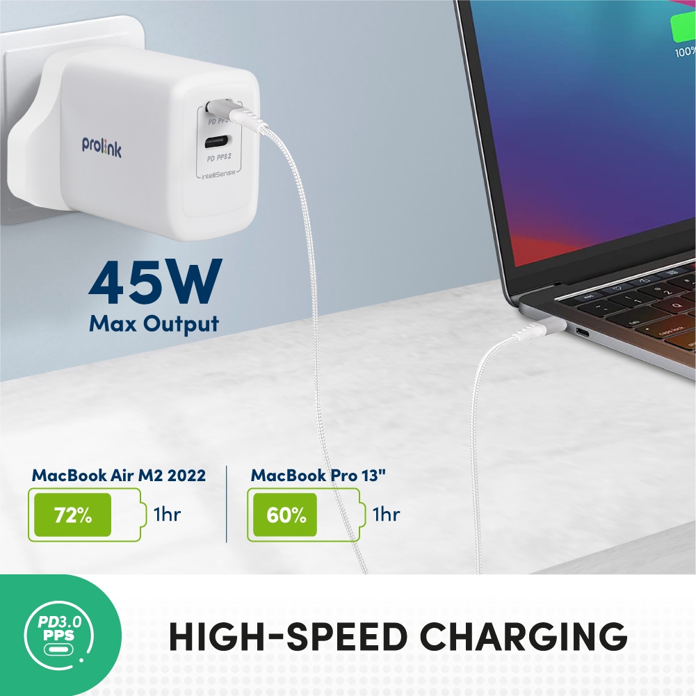 Prolink Kepala Charger 48W / 2-port / GaN PD Type-C Super Fast Charging - Gambar 4