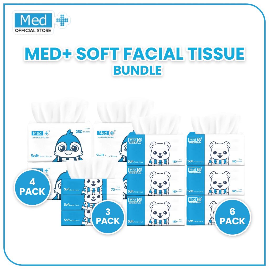 Med+ Soft Facial Tissue 70 Sheets Hemat Isi 3 / 250 Sheets Hemat Isi 4 - Tisu Wajah / Tisu Muka / Tissue Tanpa Pewangi / No Fragrance