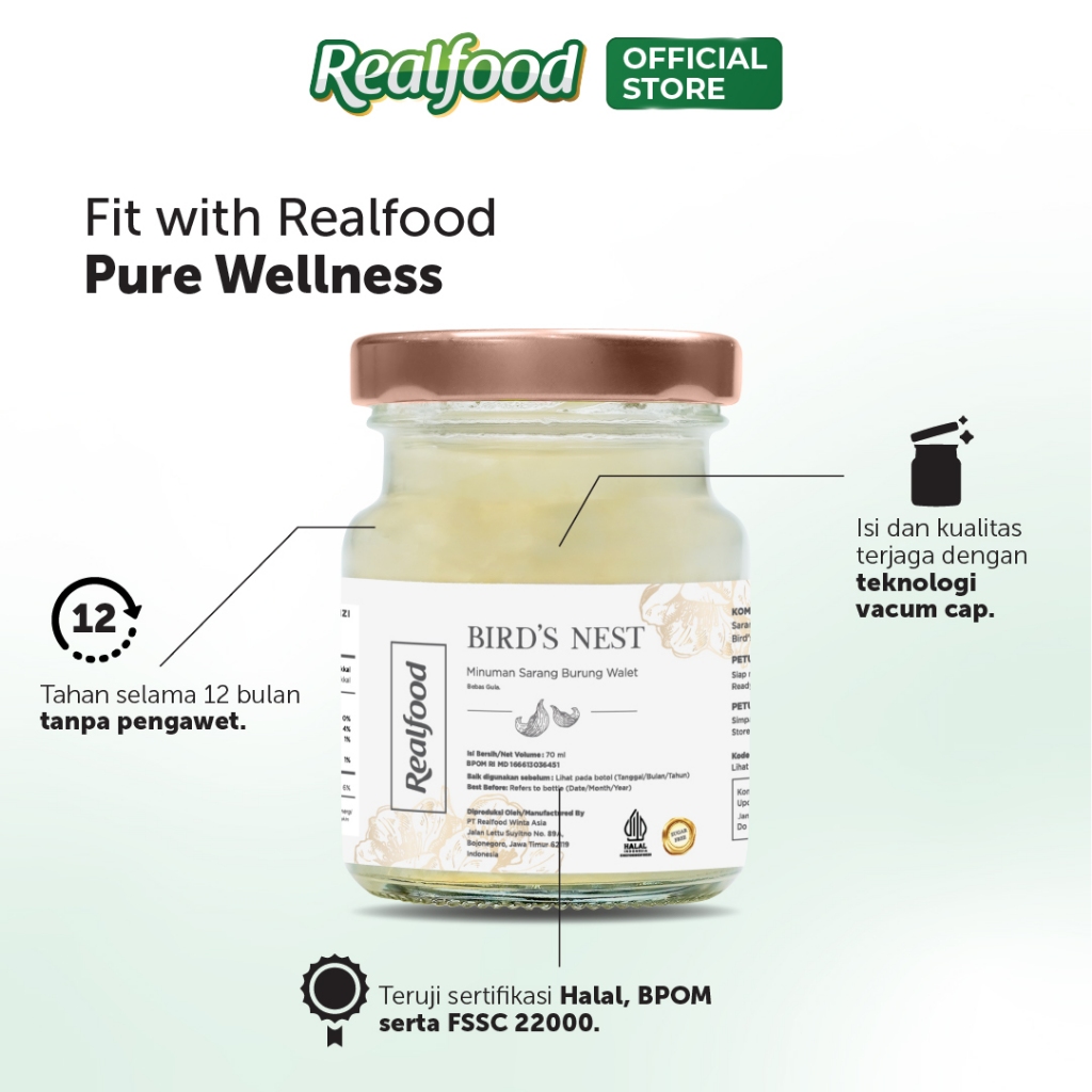 Realfood Triple Bundle Pure Wellness Minuman Sarang Burung Walet, 36 Jar - Gambar 3