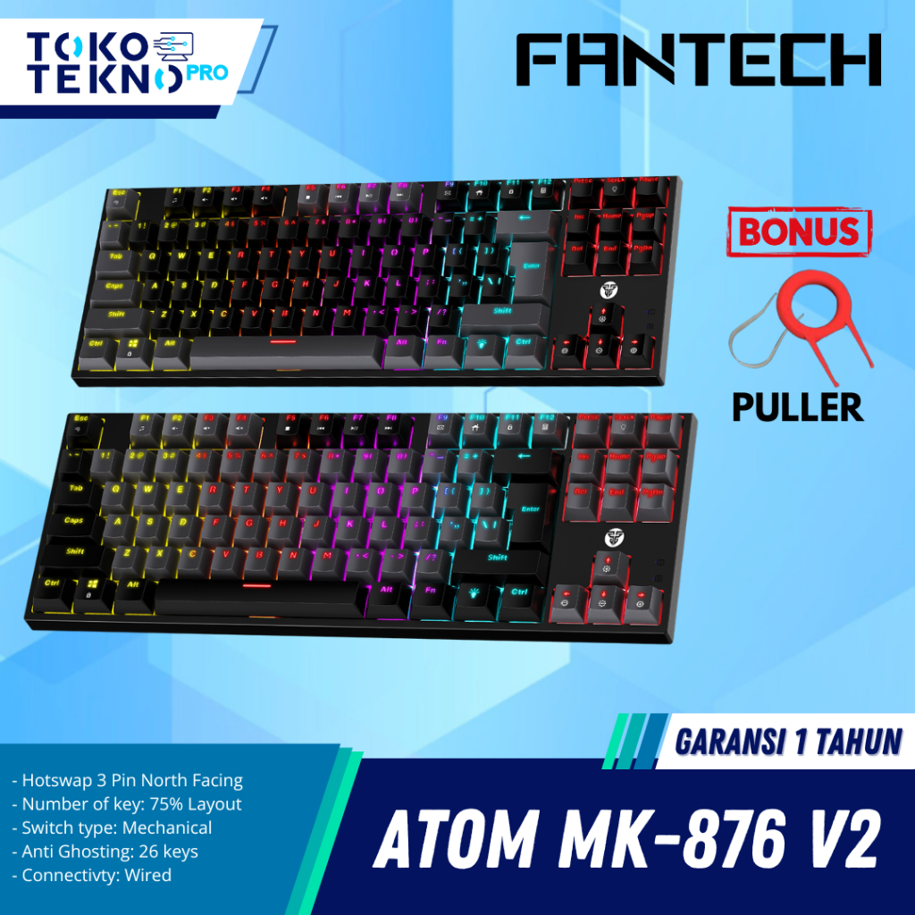 Fantech Atom Sumi TKL MK876 V2 RGB Gaming Mechanical Keyboard