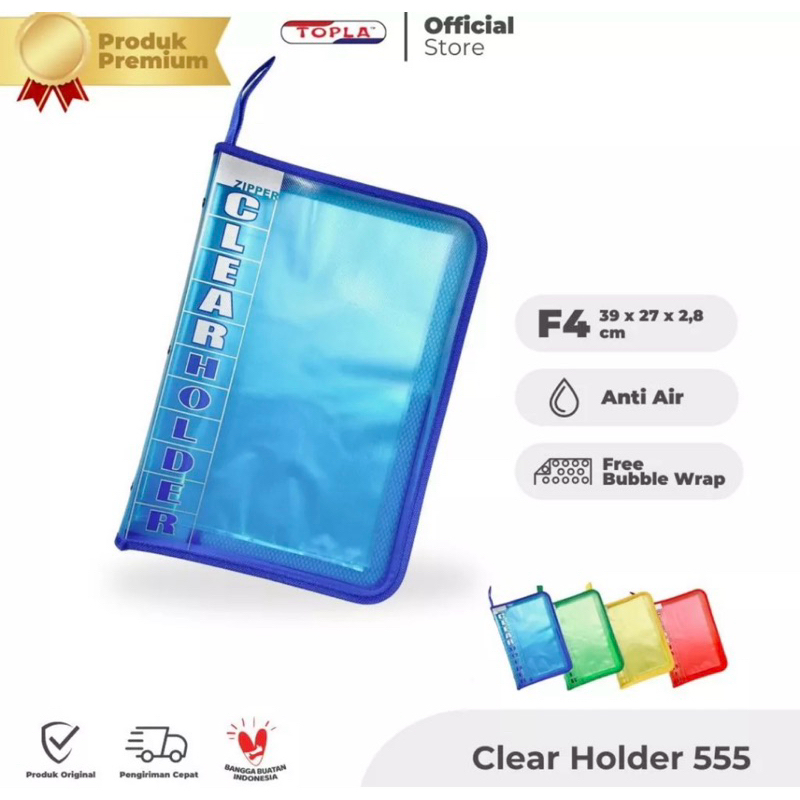 TOPLA Clear Holder 555 Document Keeper zipper folder F4 size ...