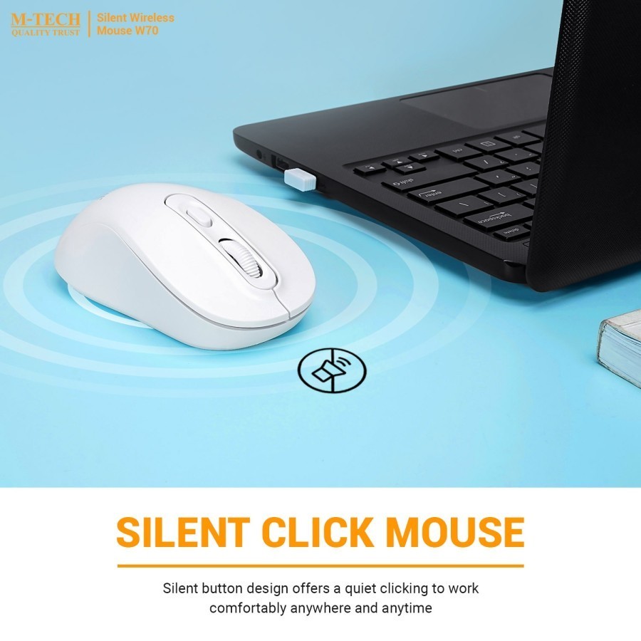 M-Tech Mtech W70 / W-70 Wireless Mouse Office Silent Click Garansi Resmi - Gambar 3