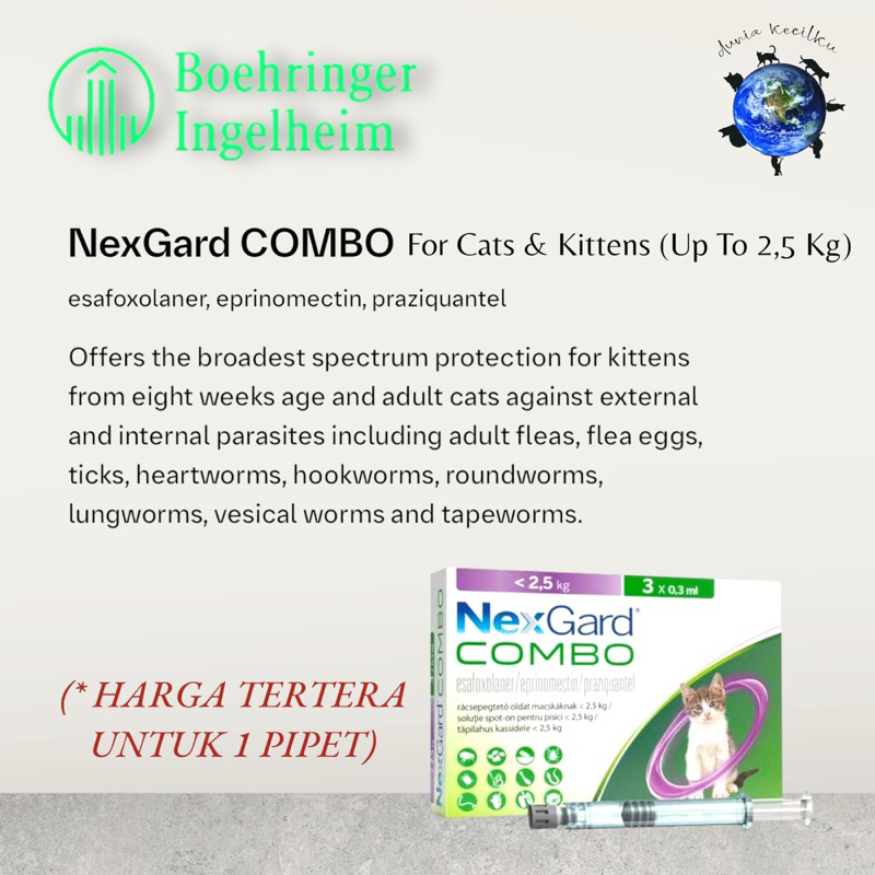 Nexgard Combo For Adult Cats & Kitten Up To 2.5 Kg - Flea & Worm Drops ...