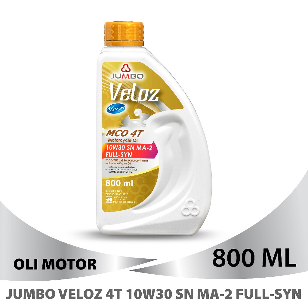 JUMBO Veloz 4T 10W30 SN MA-2 Full Syn (800ml) - Gambar 2