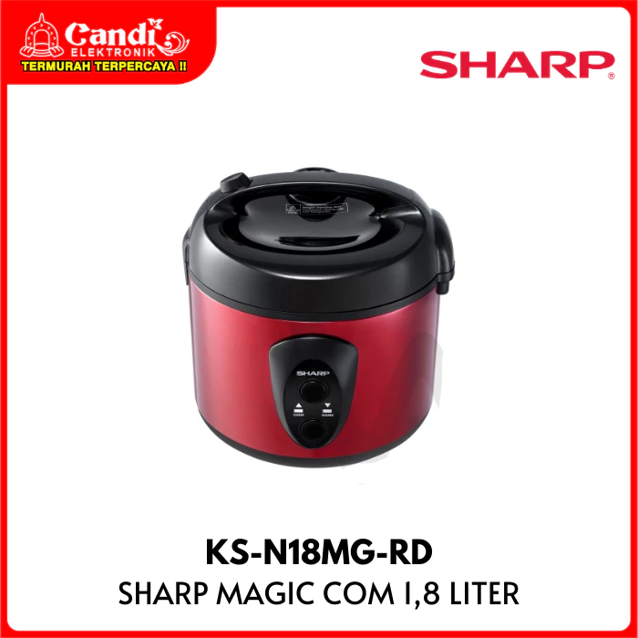 SHARP Rice Cooker Kapasitas 1,8 Liter Non-Stick Coating KS-N18MG-RD