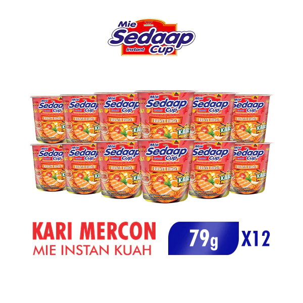 Sedaap Mie Instan Cup Kari Mercon 79 gr x12