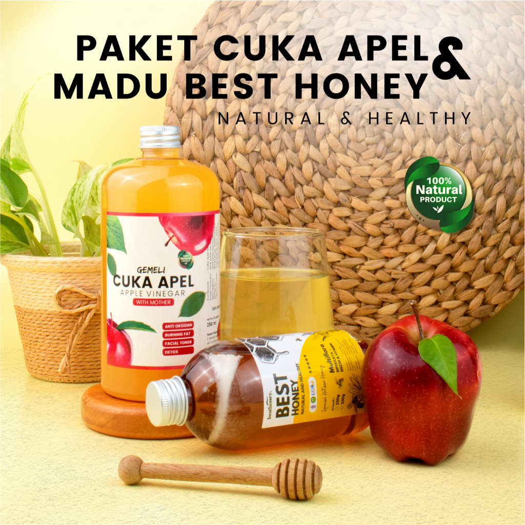 Paket Bundling Madu Asli Multiflora 350gr Cuka Apel Original 500ml With Mother - Gambar 4