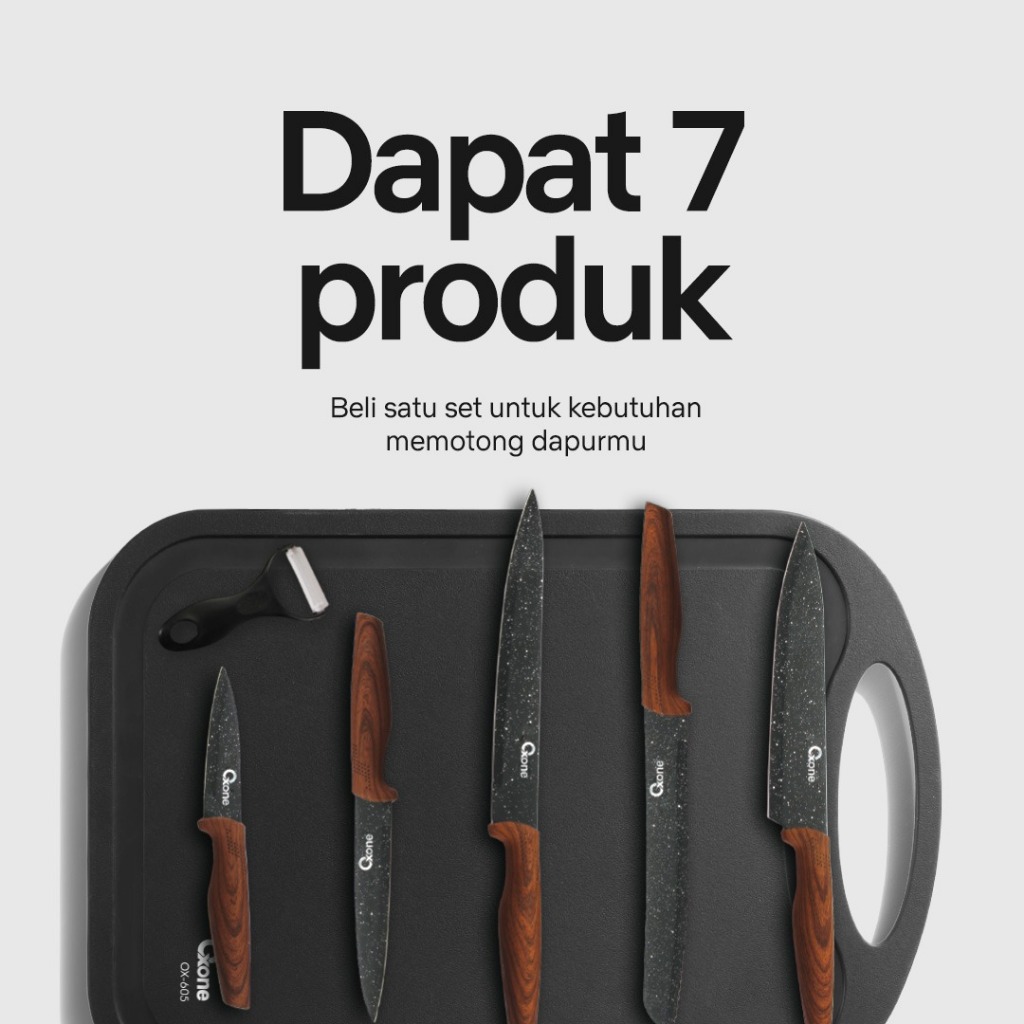 Oxone OX605 Set Pisau Dapur NEW VERSION Free Talenan Dengan Pengupas Buah Premium BONUS Talenan - Gambar 2