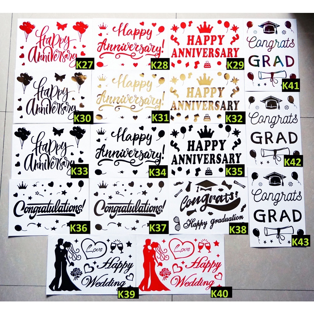 Pvc BALLOON STICKER HAPPY ANNIVERSARY GRADUATION CONGRATULATIONS ...