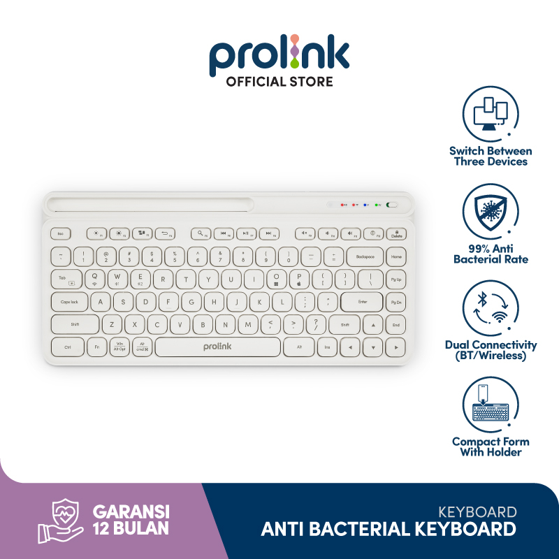 Prolink Keyboard Wireless Bluetooth Multi-device Slim / Anti-Bacterial - Gambar 3