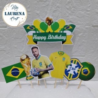 PRECUT Edible Brazil Football Cupcake Toppers Cake Decorations World Cup  2022