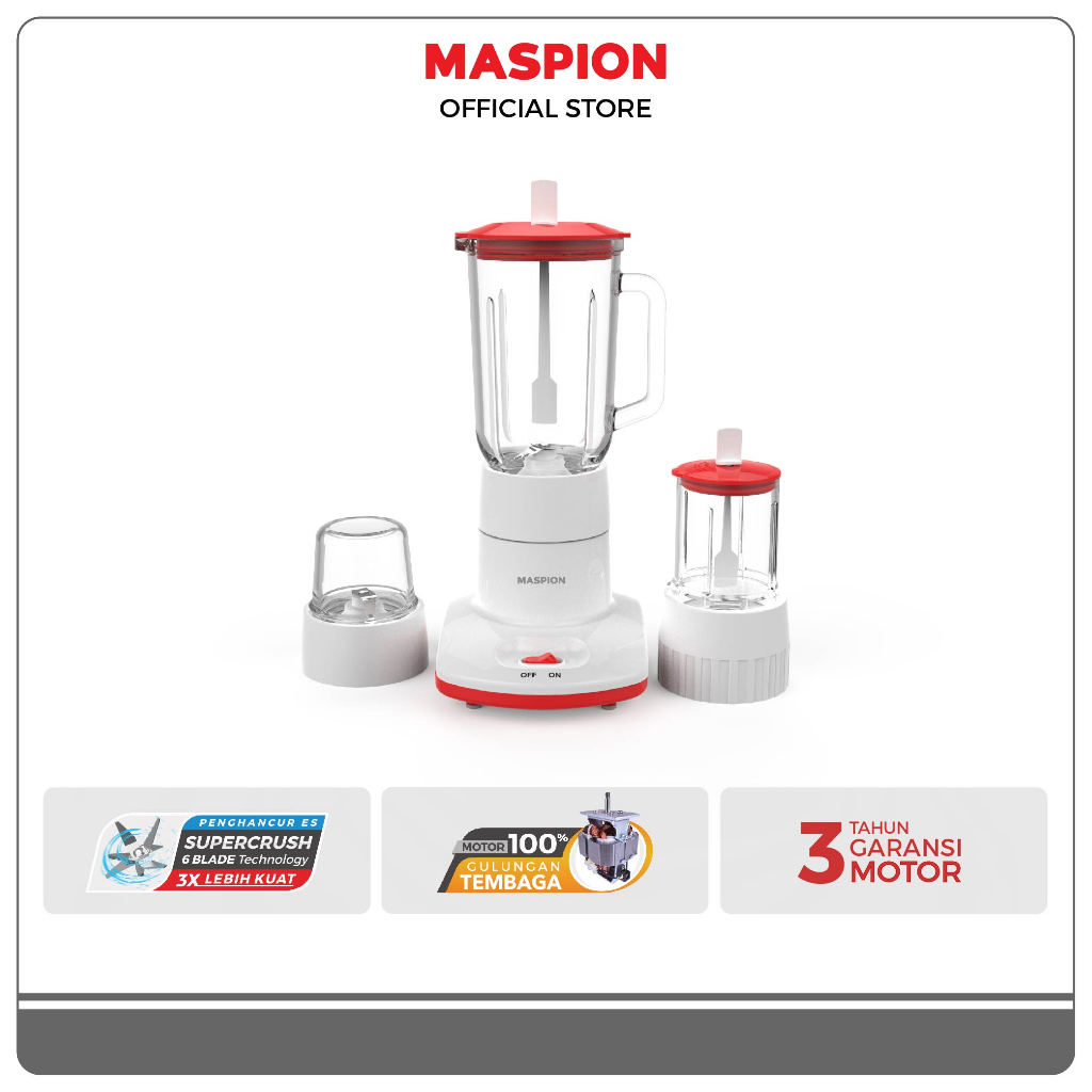 Maspion Pelumat Blender with Wet Miller and Dry Miller 1 Liter MT-1213