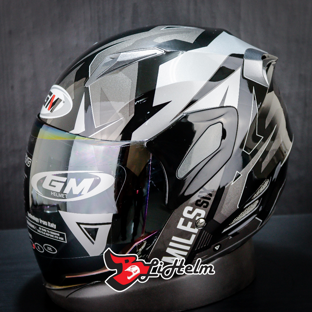 GM FIGHTER HELMET SIX MILLES | BLACK SILVER | SINGLE VISOR | Shopee ...
