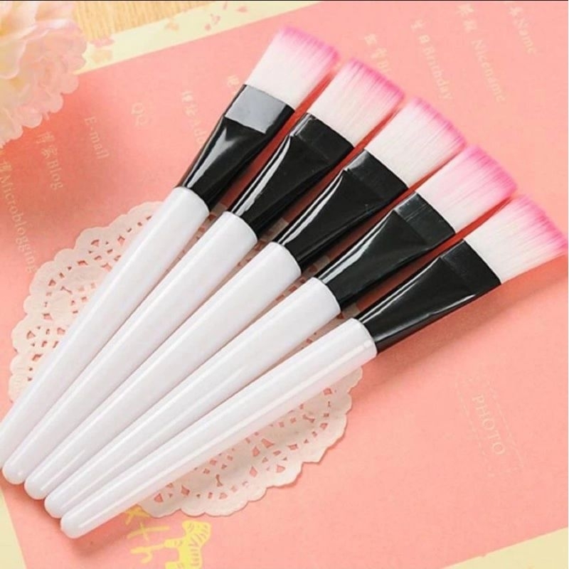 1PCS Kuas Masker Wajah Bulu Lembut Peralatan Make Up Wanita Mask Brush Spatula Gagang Warna Putih A127 - Gambar 3