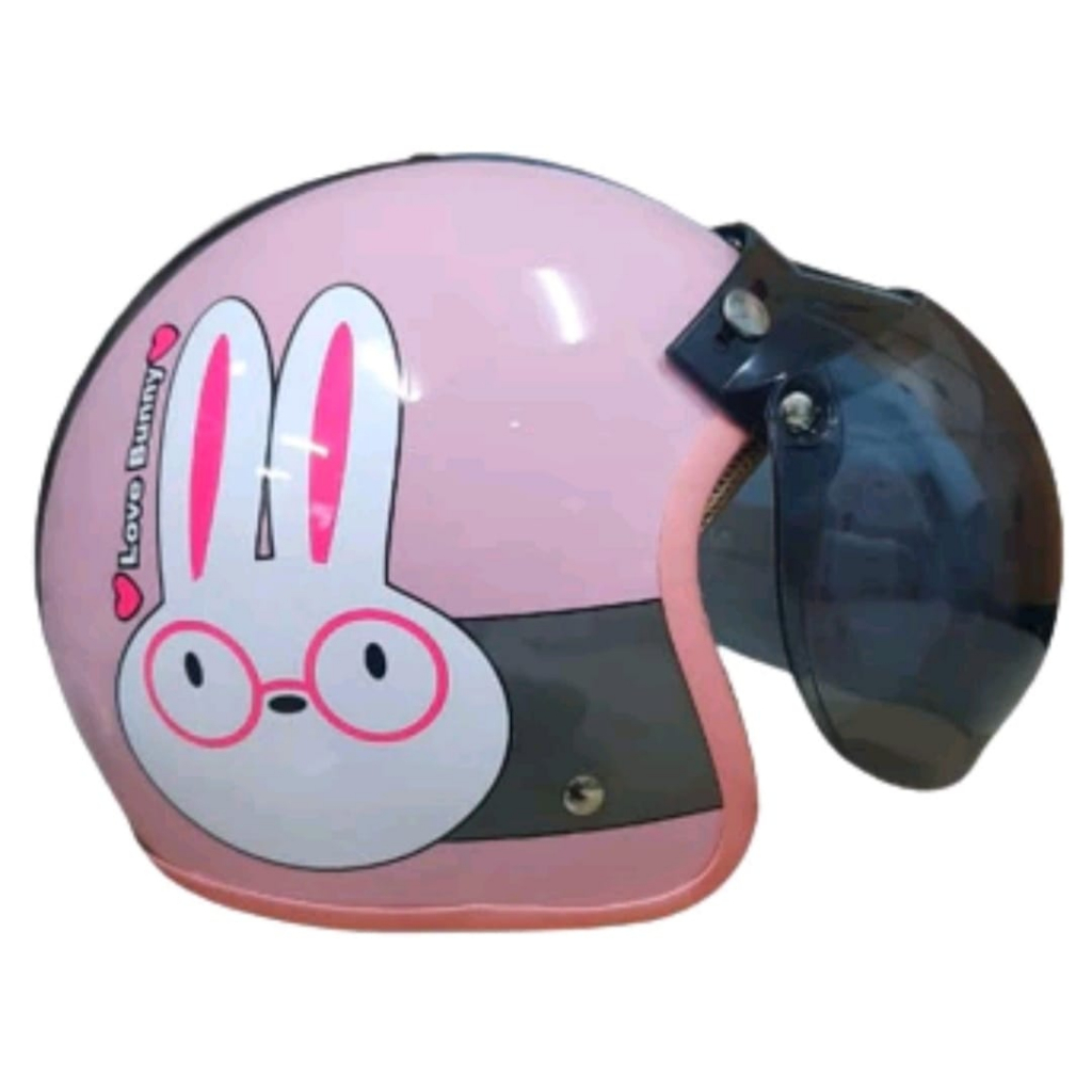 Helm Anak ANT Mini Posh Junior Pink full motif+kaca(SNI)(3-6 tahun) - Gambar 4