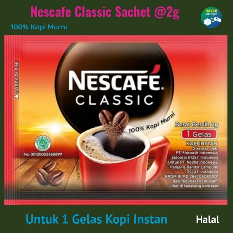 Nescafe Classic Sachet 2g Instant Drink Pure Robusta Coffee Shopee