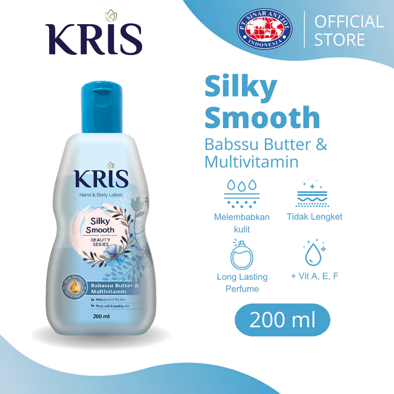 200 ml - KRIS SILKY SMOOTH BIRU Hand and Body Lotion Plus Multivitamin