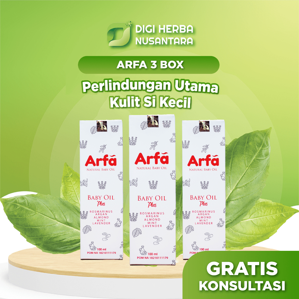 ARFA BABY OIL Minyak Telon Alami Cegah Kulit Iritasi - 3 Botol