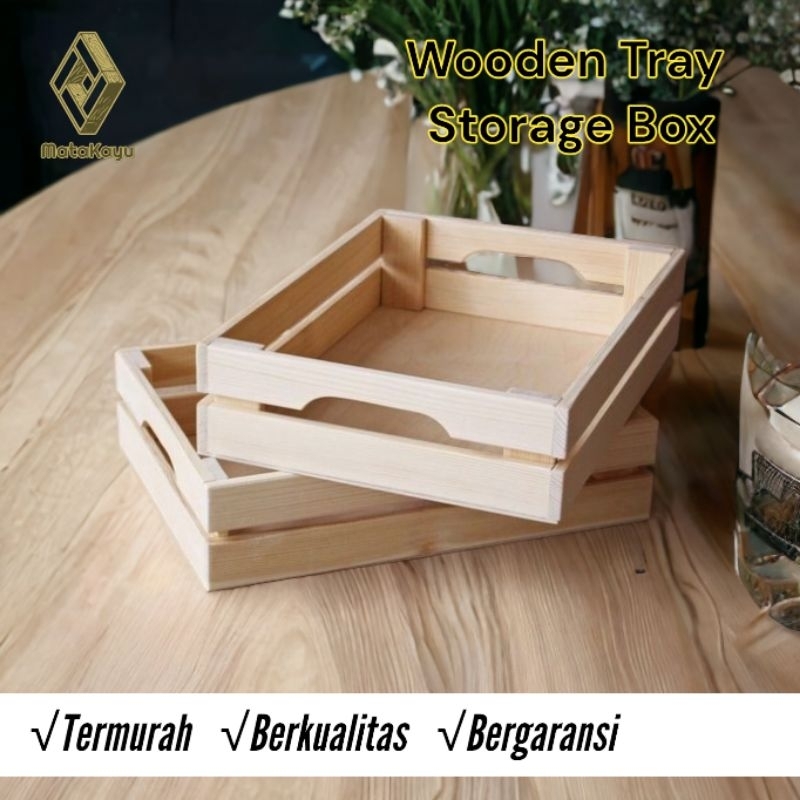 KAYU Wooden tray storage box Multipurpose Delivery Wooden box | Shopee ...