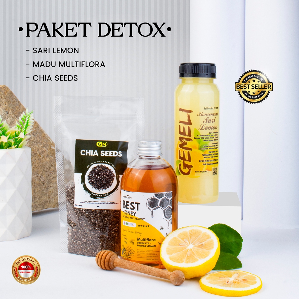 Sari Lemon Original 250ml Madu Multiflora 350gr Chiaseed Premium 100gr - Diet Detoks
