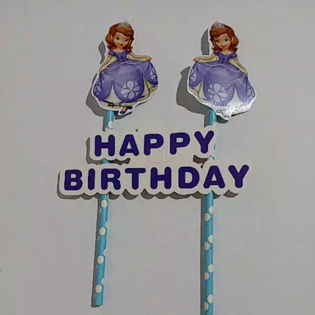 Sofia The First theme birthday cake decoration straw cake topper ...