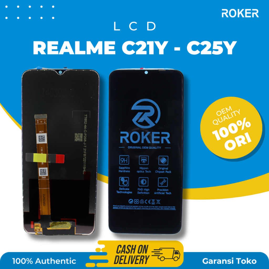 ROKER LCD TOUCHSCREEN REALME C21Y RMX3261 - C25Y RMX3265 RMX3268 LCD TS FULLSET ORIGINAL BY ROKER