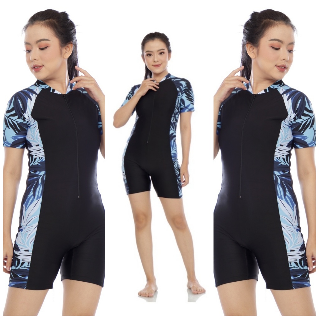 Women's Swimsuit Adult diving Pattern Short Sleeve | Shopee Singapore