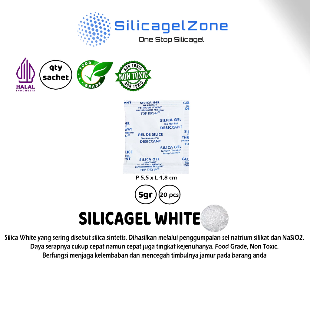 Silica Gel White / Silika Gel Putih 1 pack isi 100 sachet TERMURAH - Gambar 4