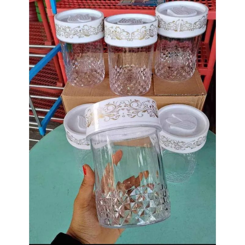 Pyrex lilia jars, acrylic jars, 6 pcs and 3 pcs | Shopee Singapore