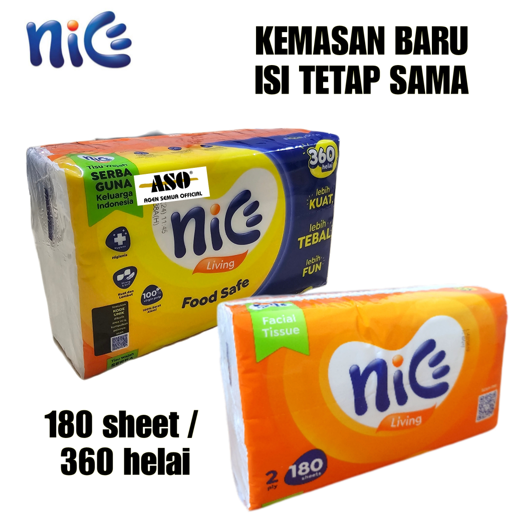 [ PAKET ISI 6 ] TISU TISSUE NICE 360 helai 180 sheet 2ply PROMO !!! - Gambar 2