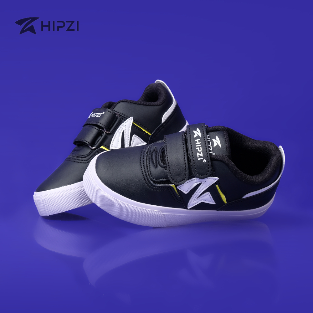 HIPZI - Sepatu Anak Sneaker Laki Laki & Perempuan Sekolah SD TK PAUD Sport Olahraga Ringan Anti Selip dengan Desain Nyaman Trending 2026 - HNBN Hitam Putih - Gambar 3