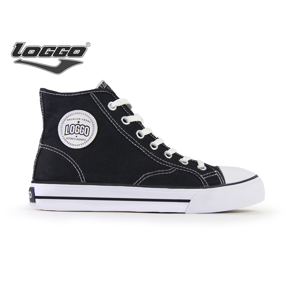 Loggo - Sepatu Classic Hi Series Hitam Putih - Sneakers Sepatu Kanvas Vulcanized size 33-43