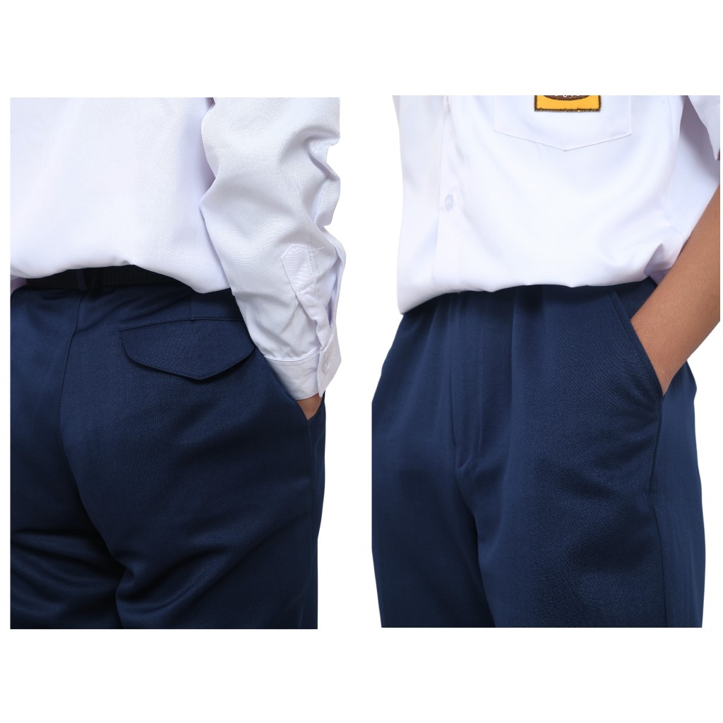 CELANA SERAGAM SEKOLAH SMP MTs DEWASA PANJANG WARNA BIRU DAN PUTIH BAHAN PREMIUM TEBEL DAN NYAMAN - Gambar 4