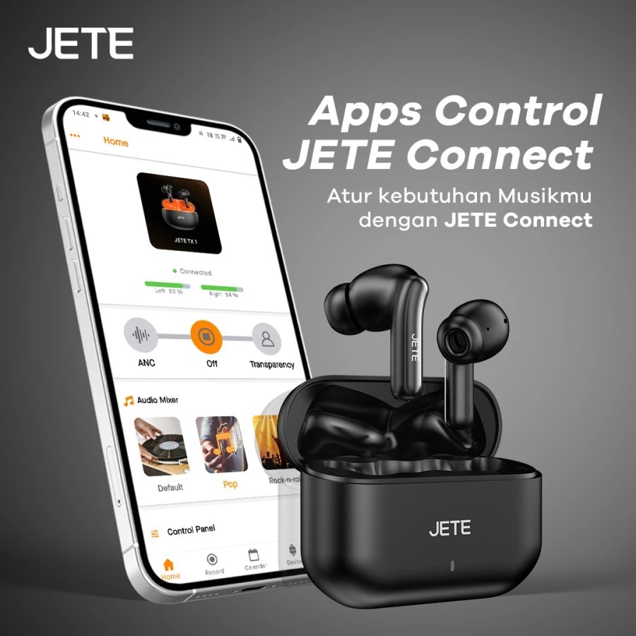JETE TWS TX2 Active Noice Canceling IPX5 With ENC 4 Mic - Garansi 2 Th (RTL) - Gambar 4