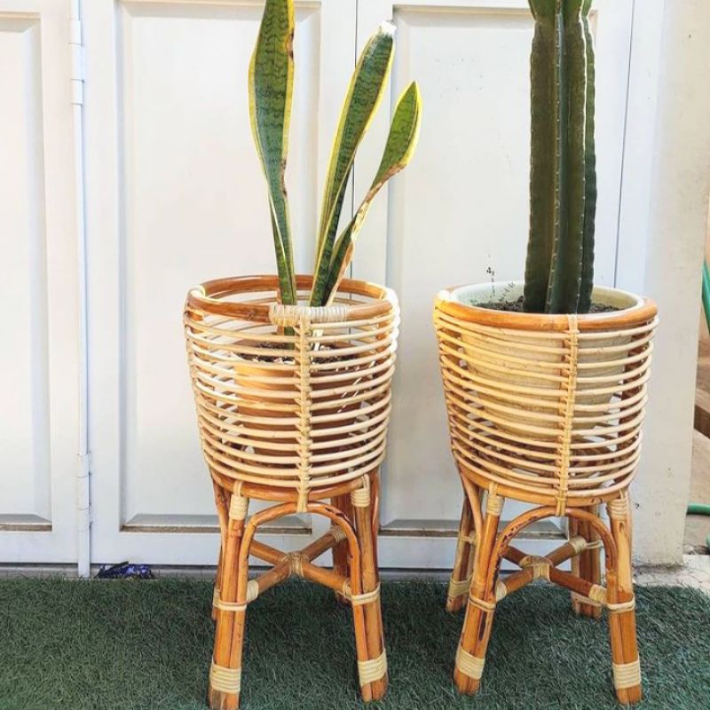 Standing Rattan Pot with Shiny Finish Height 55 cm | Shopee Singapore