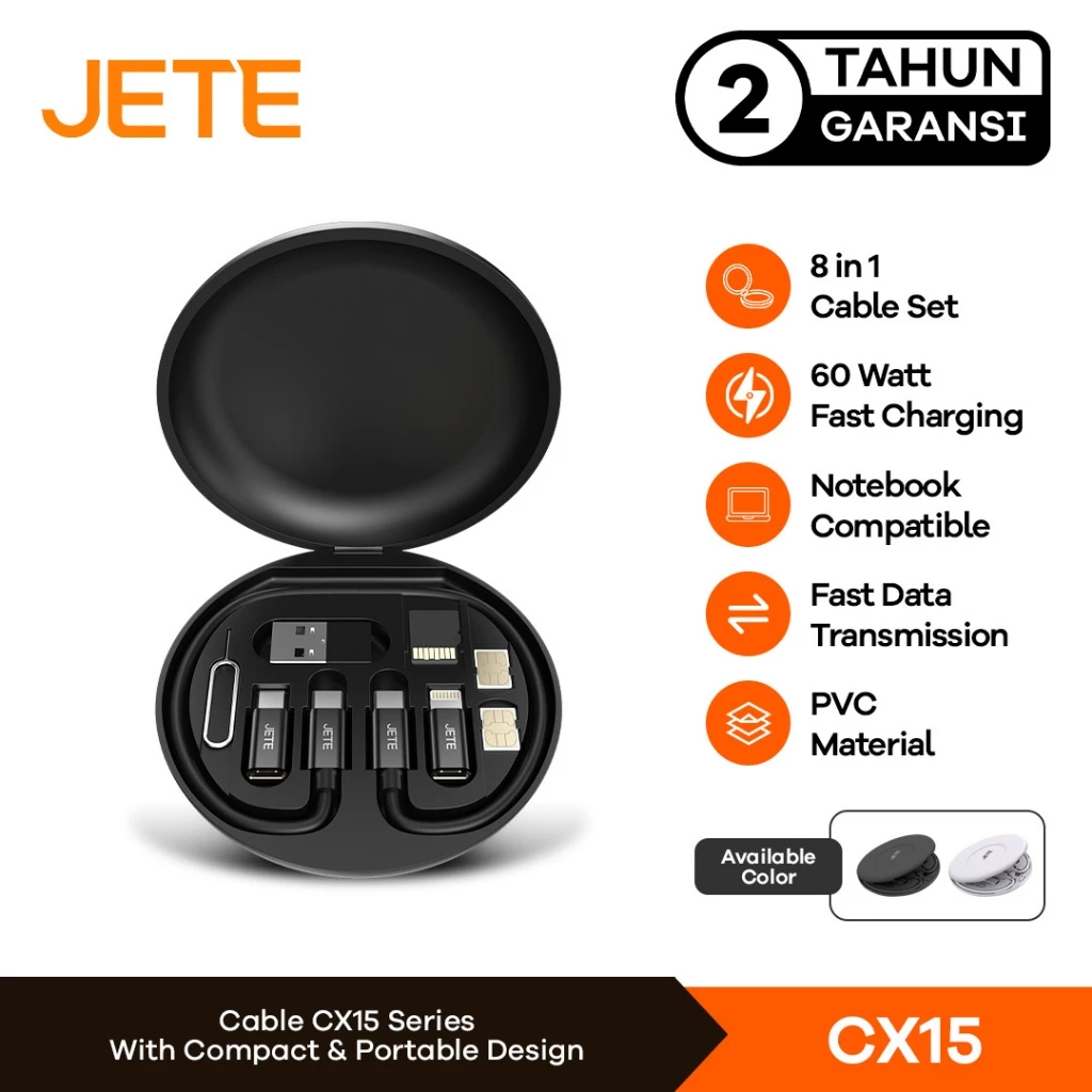 JETE CX15 Kabel Data 8in1 60W Output 3A - Garansi Resmi 2 Tahun