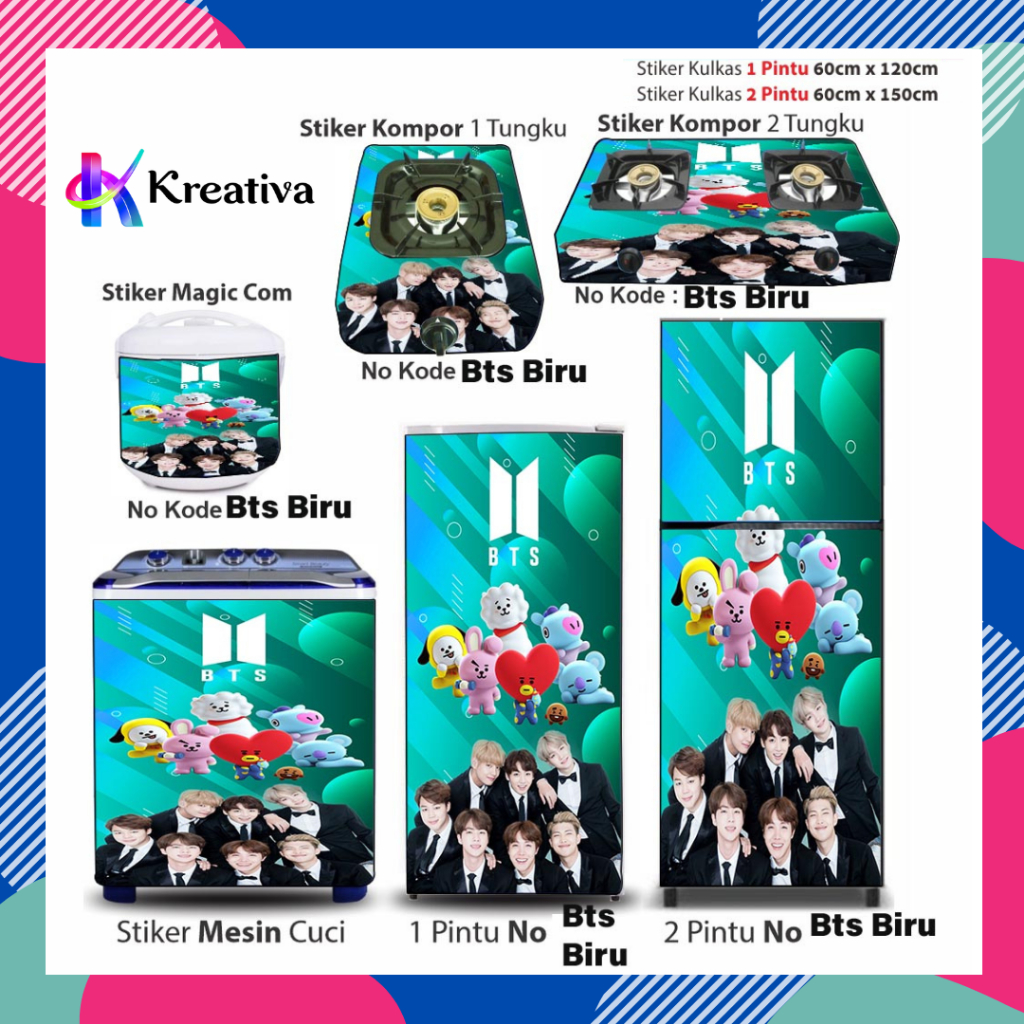 MESIN Bts Army Refrigerator Sticker Magic Com Washing Machine Stove ...