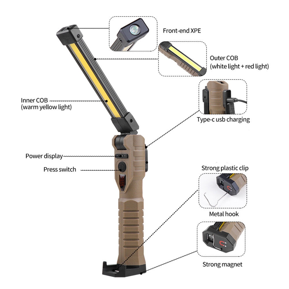 Senter LED FT20 Portable Magnet COB Charger 7 Mode