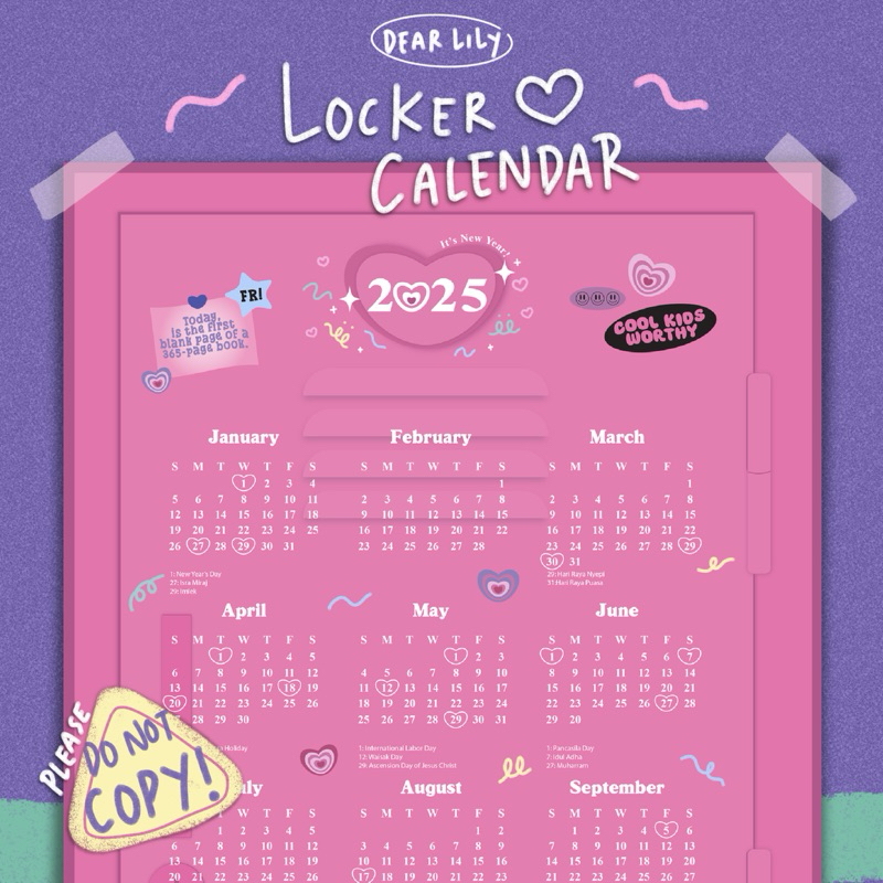 Dear Lily - 2025 Calendar Poster / Aesthetic Calendar Theme Locker ...